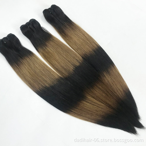 Ombre color Hair weave dyed bleached,distributor wholesale vendor tiger skin color virgin Brazilian double drawn human hair weft